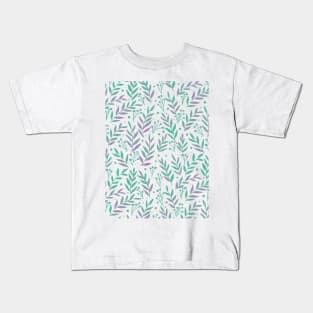 Watercolor branches - pastel green and very peri Kids T-Shirt